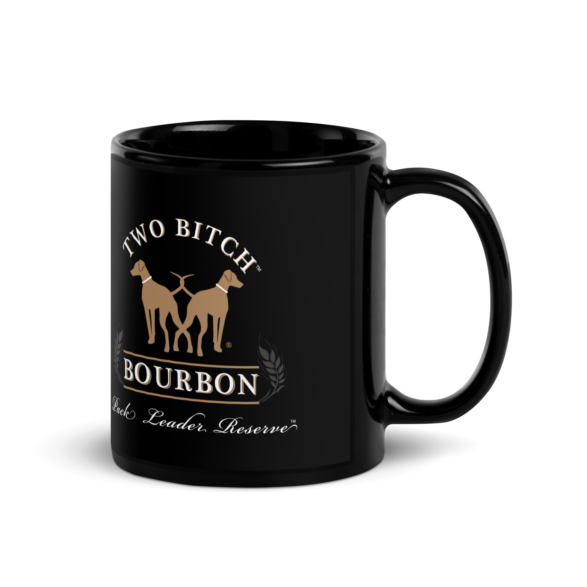 Two Bitch Bourbon Pack Leader Reserve Black Glossy Mug